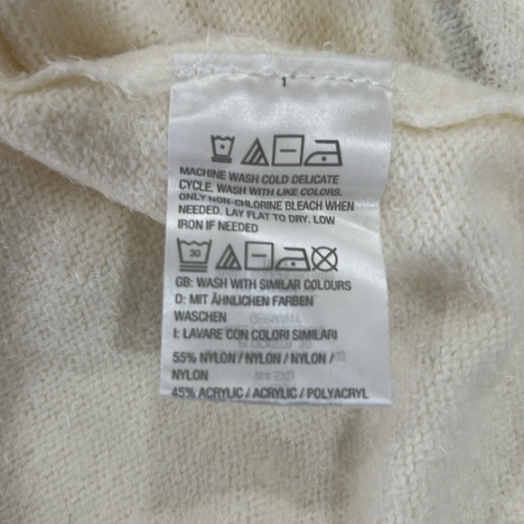 Peace Love World Happy Affirmation Slouchy Ivory Sweater Medium - Picture 9 of 9